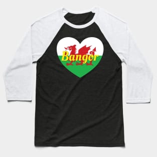 Bangor Wales UK Wales Flag Heart Baseball T-Shirt